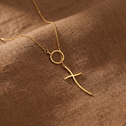 14K Gold Cross Necklace with Ring - 12-24 in M.0339