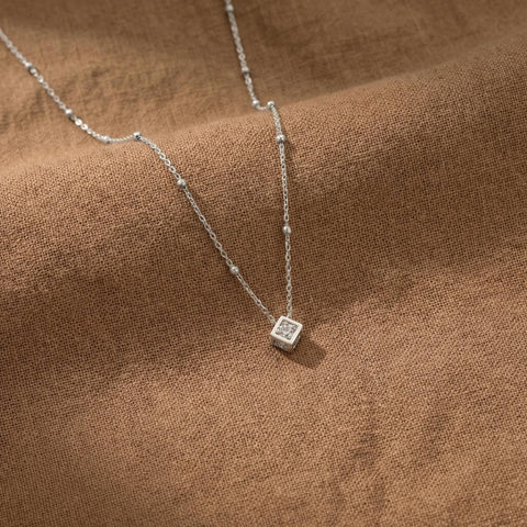 14K Gold Birthstone Cube Necklace - 12-24 in M.0336