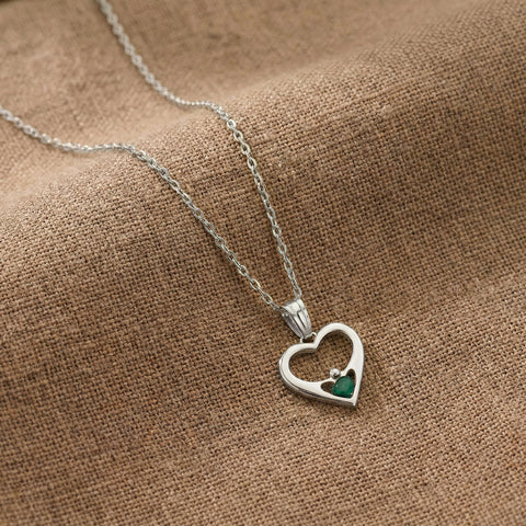 14K Gold Heart with Crown Birthstone Necklace - 12-24 in M.0335