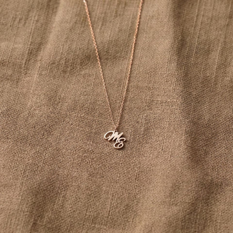 14K Gold Two Initials Necklace - 12-24 in M.0621