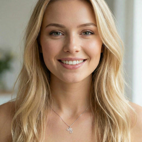 14K Gold Two Initials Necklace - 12-24 in M.0621