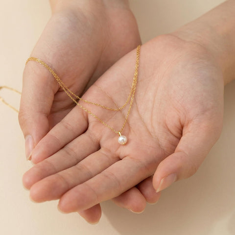 14K Gold Pearl Necklace - 12-24 in M.0022