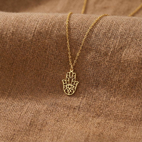 14K Gold Hamsa Hand Necklace - 12-24 in M.0084