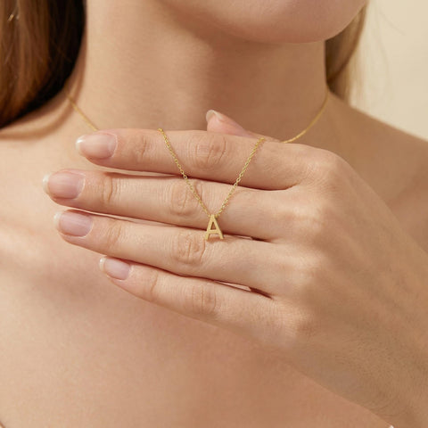 14K Gold Initial Necklace - 12-24 in M.0040