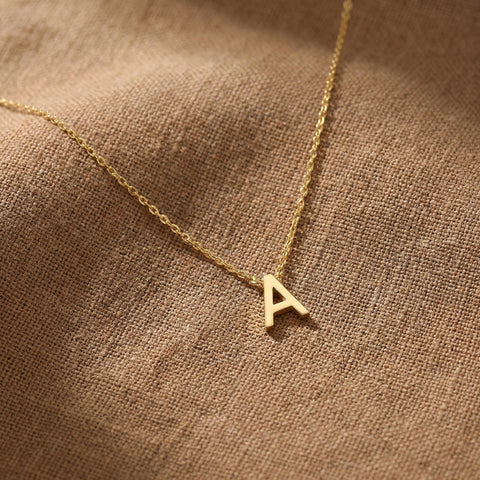 14K Gold Initial Necklace - 12-24 in M.0040