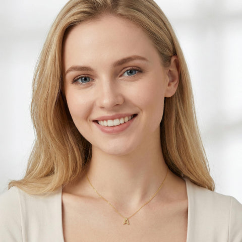 14K Gold Initial Necklace - 12-24 in M.0040