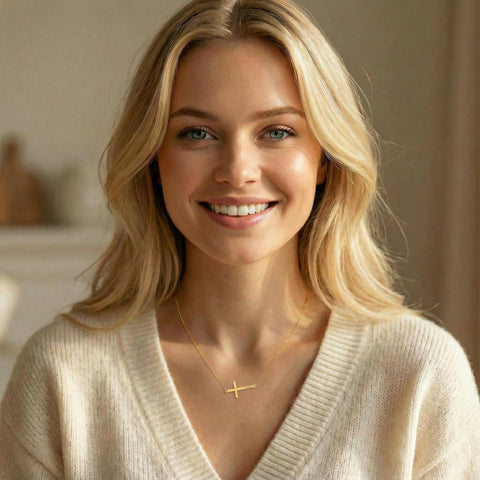 14K Gold Cross Name Necklace - 12-24 in M.0033