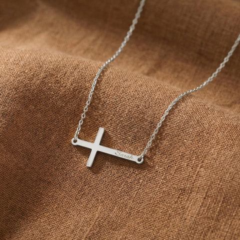 14K Gold Cross Name Necklace - 12-24 in M.0033
