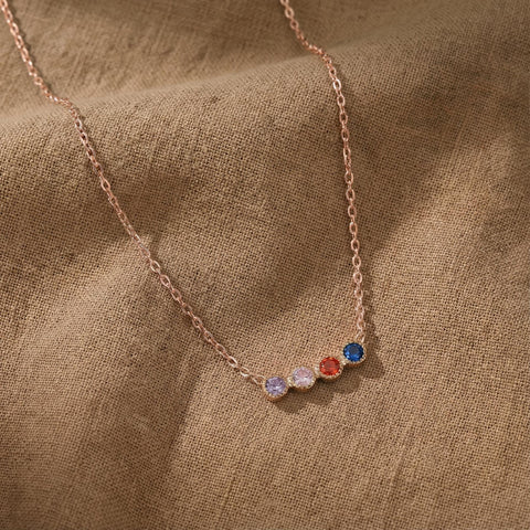 14K Gold Family Birthstone Necklace - 12-24 in M.0031