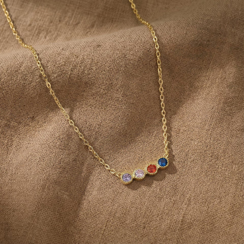 14K Gold Family Birthstone Necklace - 12-24 in M.0031
