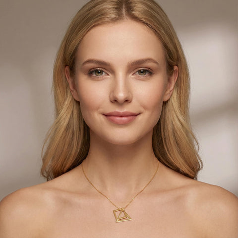 14K Gold Love Knot Triangle Necklace - 12-24 in M.0217