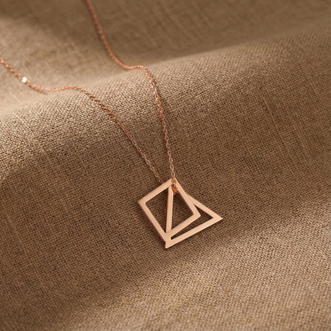 14K Gold Love Knot Triangle Necklace - 12-24 in M.0217