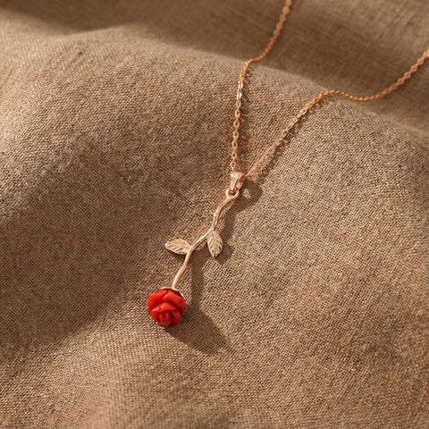 14K Gold Rose Necklace - 12-24 in M.0202