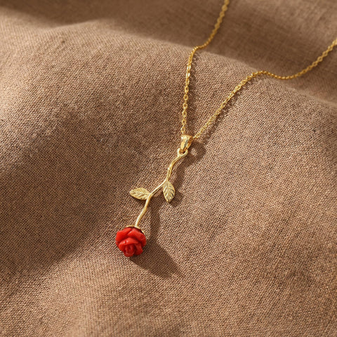 14K Gold Rose Necklace - 12-24 in M.0202