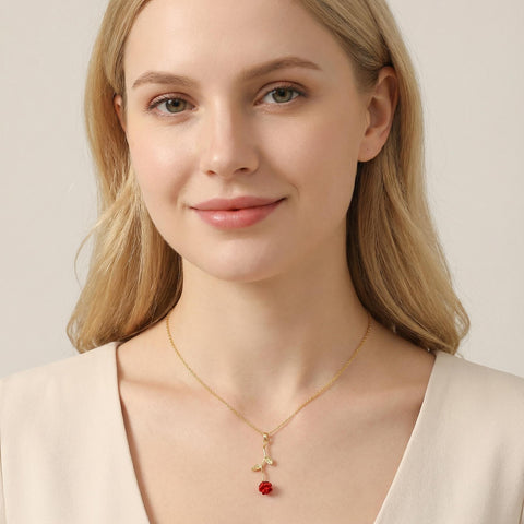 14K Gold Rose Necklace - 12-24 in M.0202