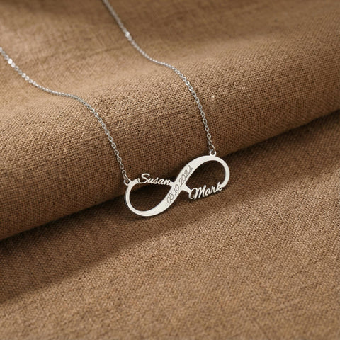 14K Gold Two Names Infinity Necklace - 12-24 in M.0180