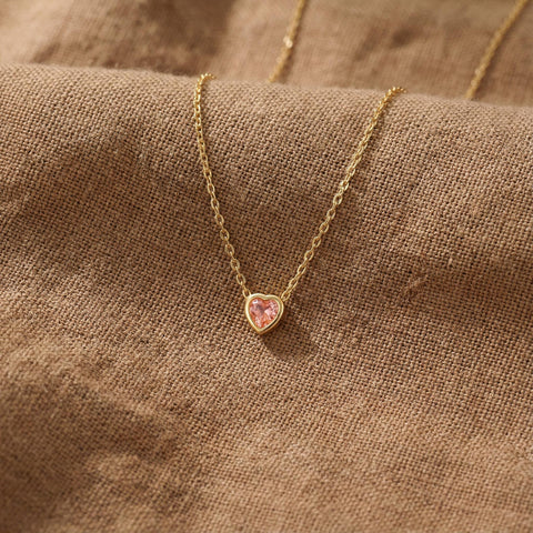 14K Gold Heart Necklace with Birthstone - 12-24 in M.0160