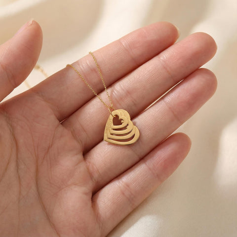 14K Gold Intertwined Heart Necklace - 12-24 in M.0306