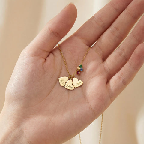 14K Gold Heart and Birthstone Necklace - 12-24 in M.0239