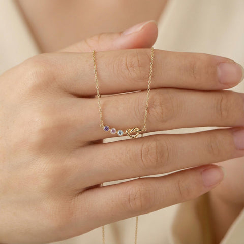 14K Gold Birthstone Heart Necklace - 12-24 in M.0228