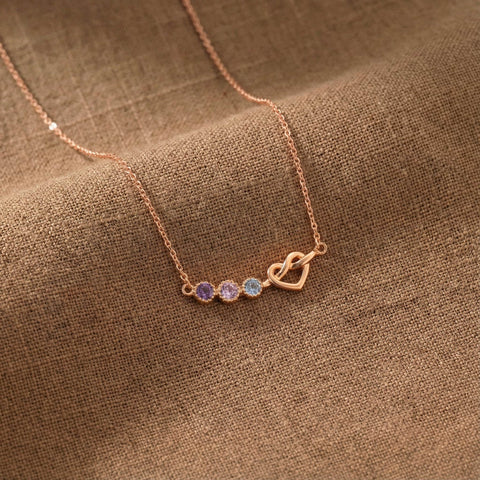 14K Gold Birthstone Heart Necklace - 12-24 in M.0228