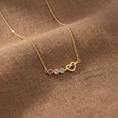 14K Gold Birthstone Heart Necklace - 12-24 in M.0228