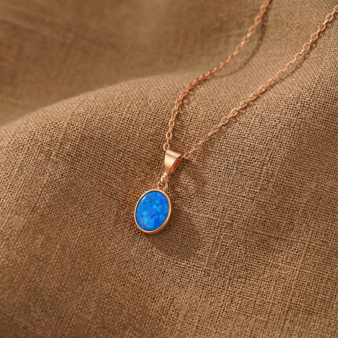 14K Gold Turquoise Stone Oval Necklace - 12-24 in M.0330