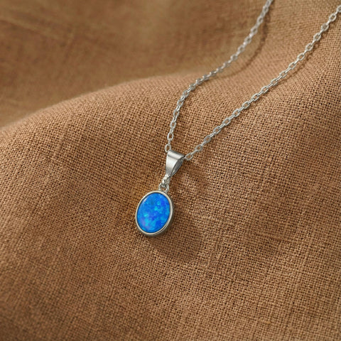 14K Gold Turquoise Stone Oval Necklace - 12-24 in M.0330