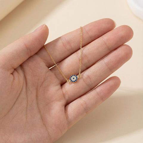 14K Gold Evil Eye Necklace - 12-24 in M.0329