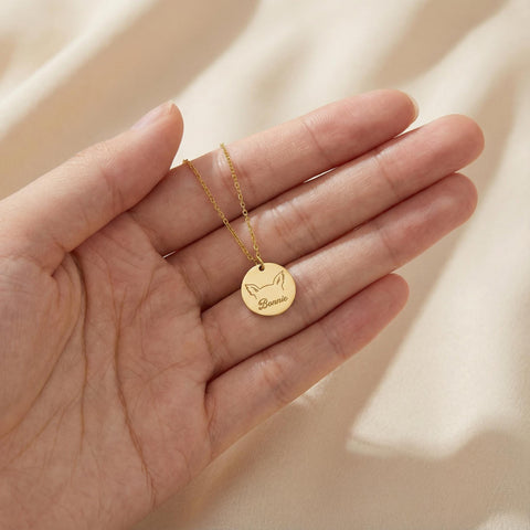 14K Gold Dog Ears Circle Necklace - 12-24 in M.0361