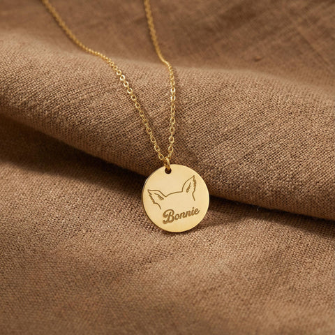 14K Gold Dog Ears Circle Necklace - 12-24 in M.0361