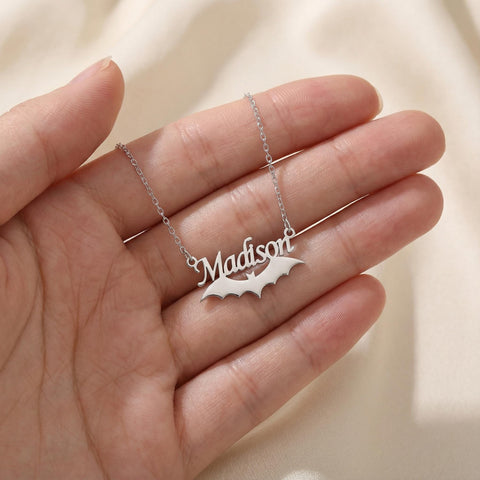 14K Gold Bat Name Necklace - 12-24 in M.0360