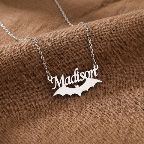 14K Gold Bat Name Necklace - 12-24 in M.0360