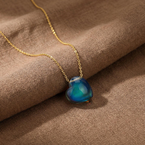 14K Gold Heart with Emotion Stone Necklace - 12-24 in M.0367
