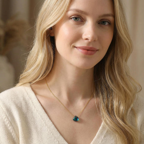 14K Gold Heart with Emotion Stone Necklace - 12-24 in M.0367