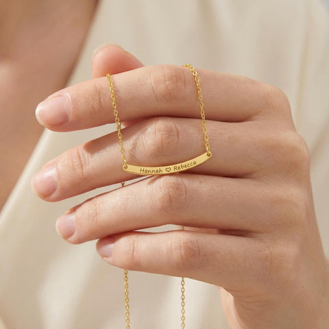 14K Gold Curved Bar Necklace - 12-24 in M.0455