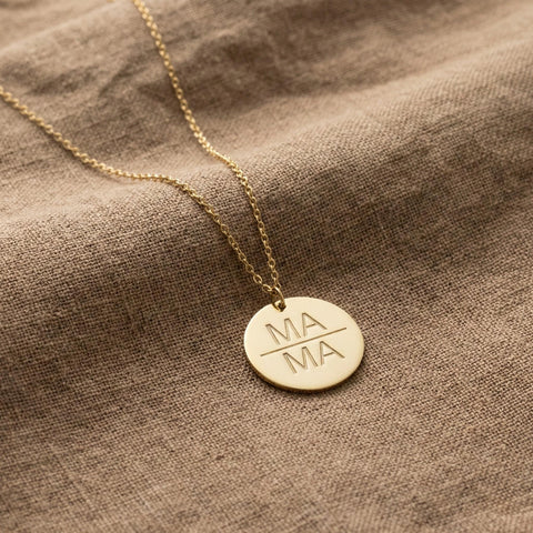 14K Gold Mama Circle Necklace - 12-24 in M.0323