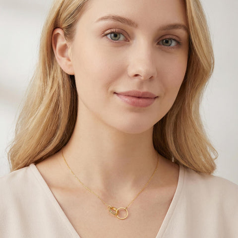 14K Gold Circle Name Necklace - 12-24 in M.0609