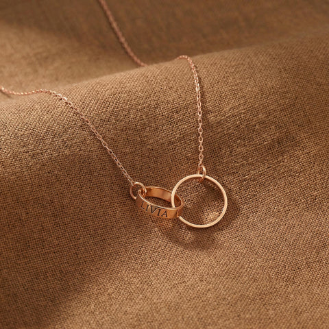 14K Gold Circle Name Necklace - 12-24 in M.0609