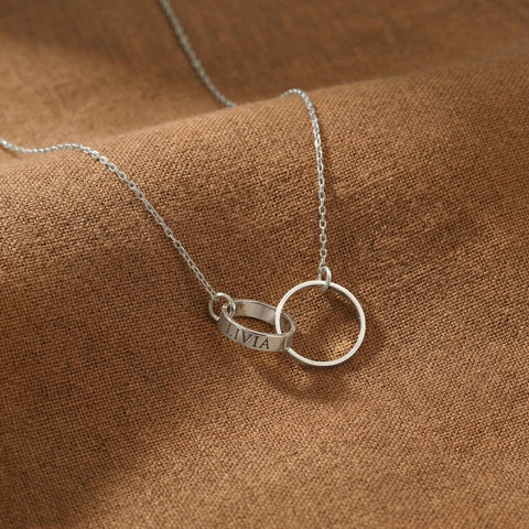 14K Gold Circle Name Necklace - 12-24 in M.0609