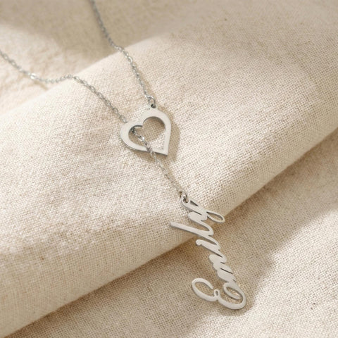 14K Gold Heart with Name Necklace - 12-24 in M.0755