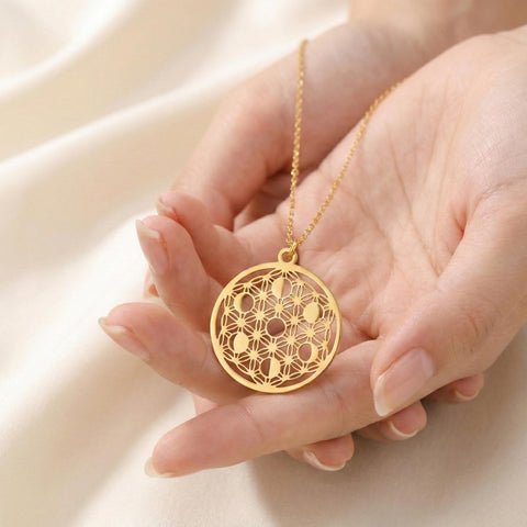 14K Gold Moon Phases Necklace - 12-24 in M.0368