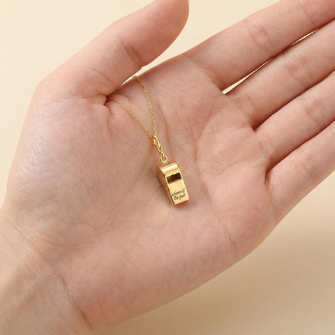 14K Gold Kid Safety Whistle Necklace - 12-24 in M.0145