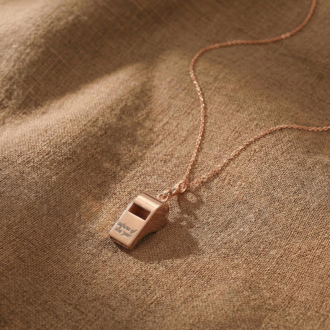 14K Gold Kid Safety Whistle Necklace - 12-24 in M.0145