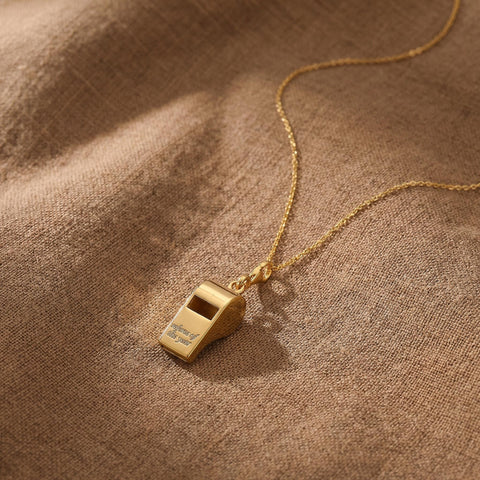 14K Gold Kid Safety Whistle Necklace - 12-24 in M.0145