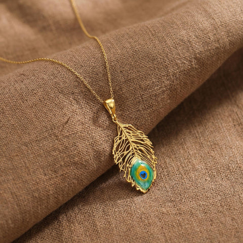 14K Gold Peacock Necklace - 12-24 in M.0136