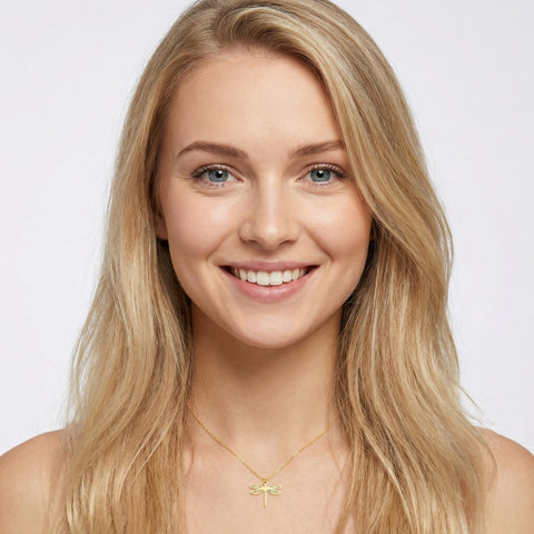 14K Gold Dragonfly Necklace - 12-24 in M.0380