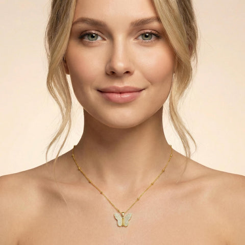 14K Gold Opening Name Butterfly Necklace - 12-24 in M.0129