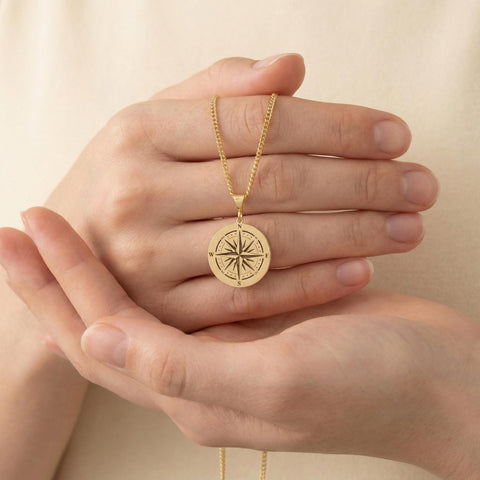 14K Gold Compass Necklace - 12-24 in M.0773