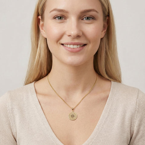14K Gold Compass Necklace - 12-24 in M.0773